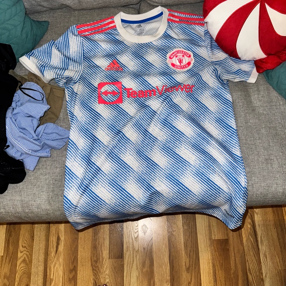 Adidas women Blue and White Soccer Jersey